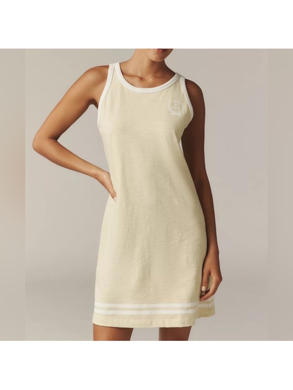 NWT!  Anthropology Sundry Racer Cotton Tank Mini Dress with White Trim, size med